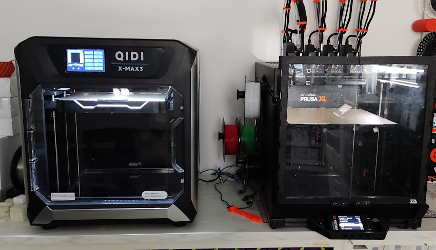 porovnanie velkosti zariadenia - prusa xl a qidi max 3